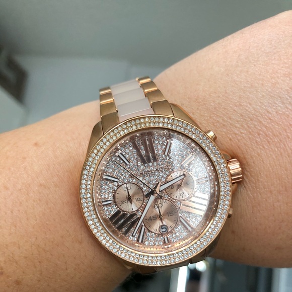 Michael Kors Rose Gold & White Rhinestone Watch - Picture 6 of 8